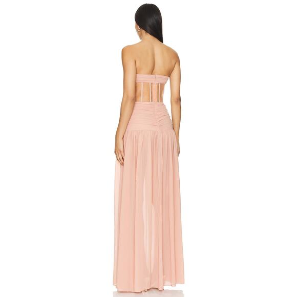 NBD Aaron Mesh Corset Gown Strapless Party Formal Statement Gala Prom Blush XS - Picture 3 of 12